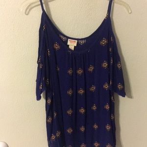 Navy cold shoulder top